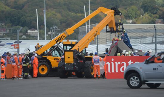 Car racing. 2015 Formula 1 Russian Grand Prix. Practice 3