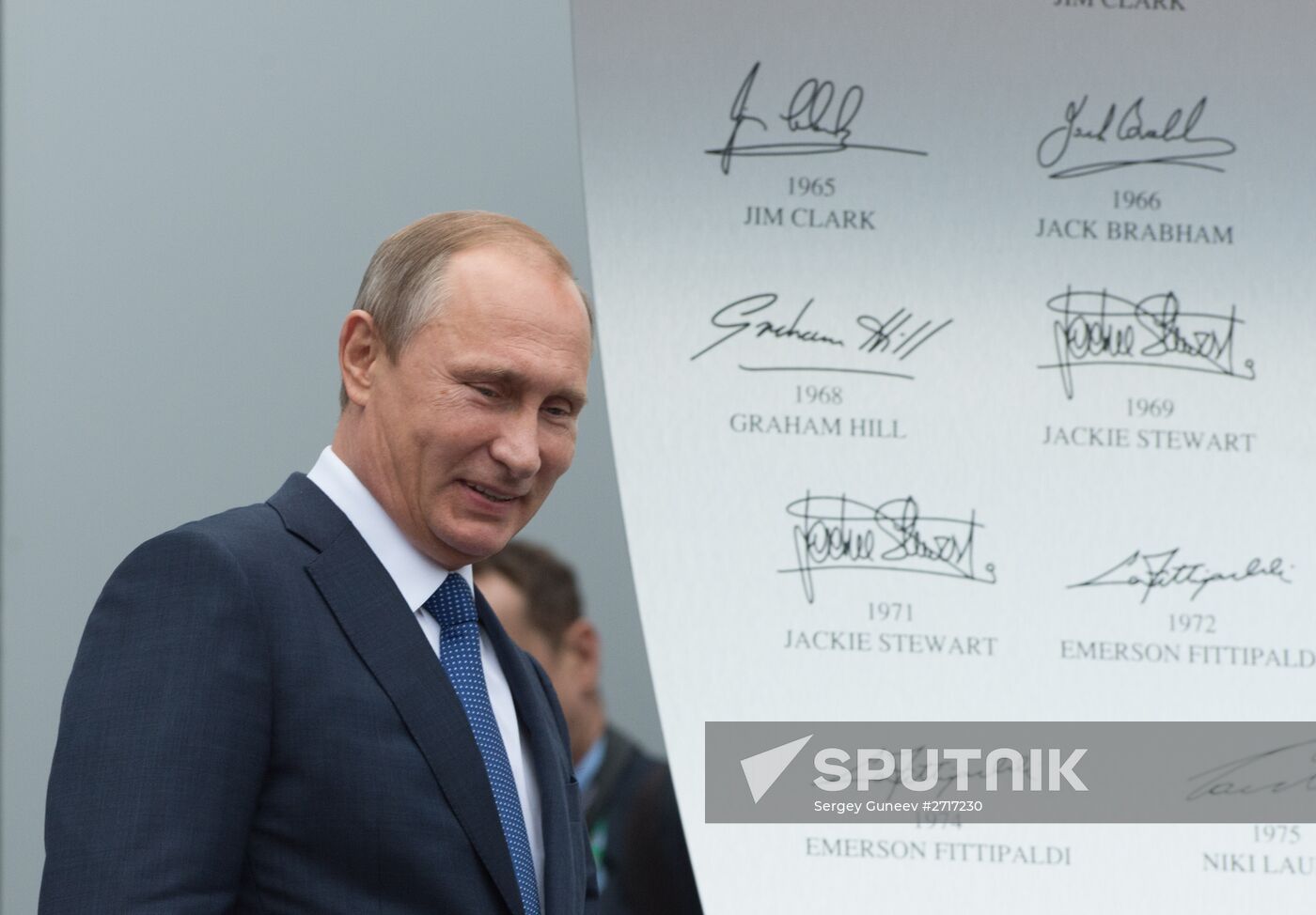 Vladimir Putin attends F1 Russian Grand Prix 2015 in Sochi