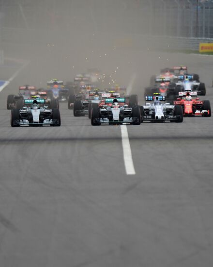 Car racing. 2015 Formula 1 Racing Grand Prix. Race