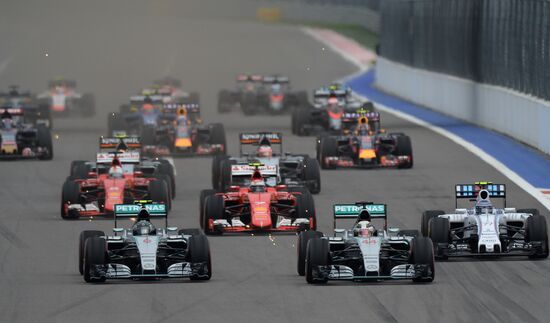 Car racing. 2015 Formula 1 Racing Grand Prix. Race