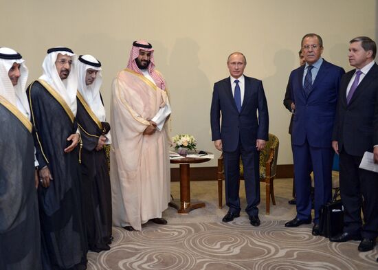 Vladimir Putin meets with Deputy Crown Prince and Defence Minister of Saudi Arabia Mohammad bin Salman Al Saud