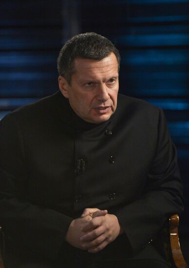 Russian President Vladimir Putin gives interview to Rossiya 1 TV anchor Vladimir Solovyov