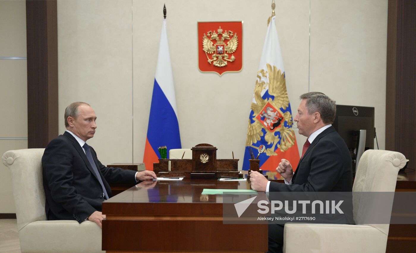 President Vladimir Putin meets with Lipetsk Region Head Oleg Korolyov