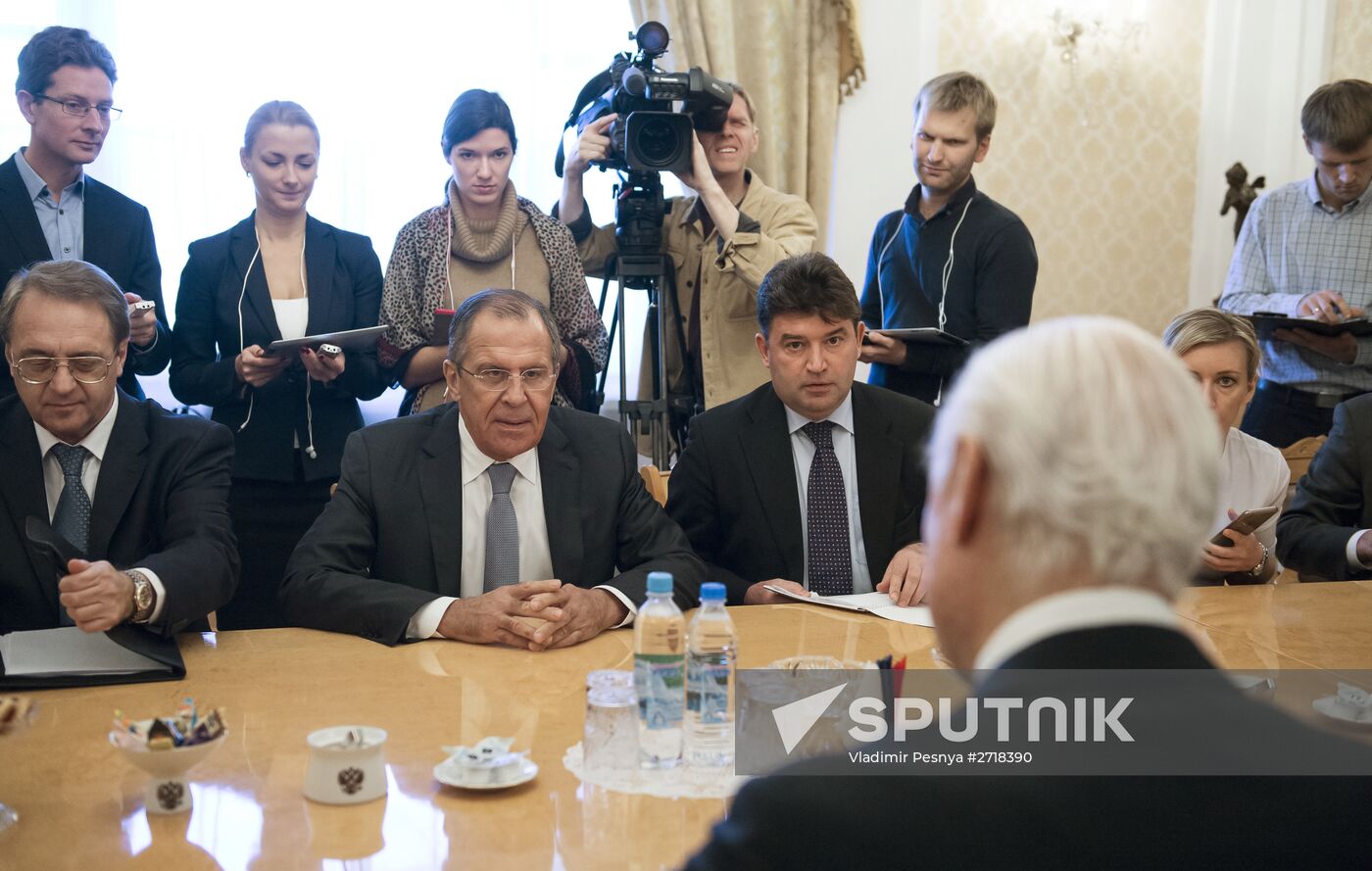 Russian Foreign Minister Sergei Lavrov meets with UN Envoy for Syria Staffan de Mistura