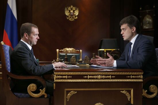 Prime Minister Dmitry Medvedev meets with FASO Head Mikhail Kotyukov