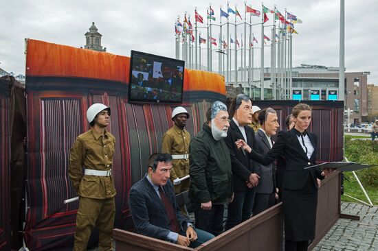 Performance "Trial" on Moscow's Square of Europe