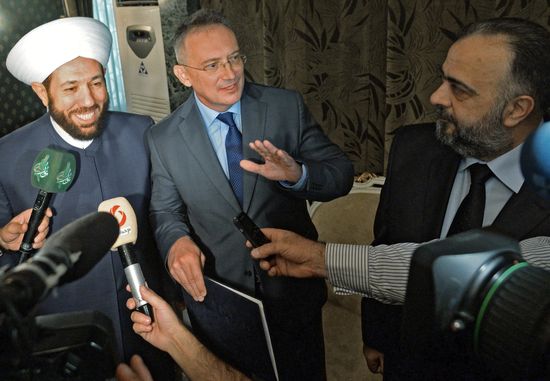 Meeting with representatives of Islamic clergy at Russian embassy in Syria