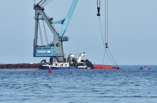 Lifting of capsized passenger boat Ivolga