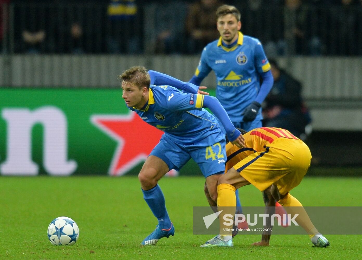 UEFA Champions League. BATE (Borisov, Belarus) vs. Barcelona (Barcelona, Spain)