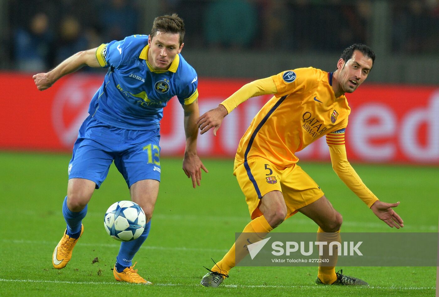 UEFA Champions League. BATE (Borisov, Belarus) vs. Barcelona (Barcelona, Spain)