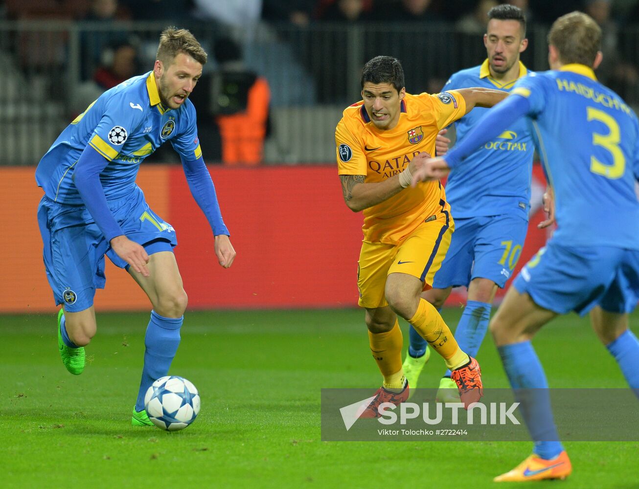 UEFA Champions League. BATE (Borisov, Belarus) vs. Barcelona (Barcelona, Spain)