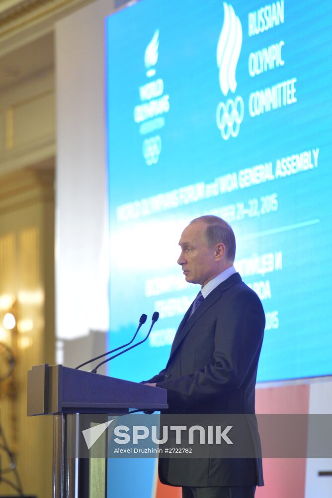 President Vladimir Putin attends 1st World Olympians Forum held by the World Olympians Association