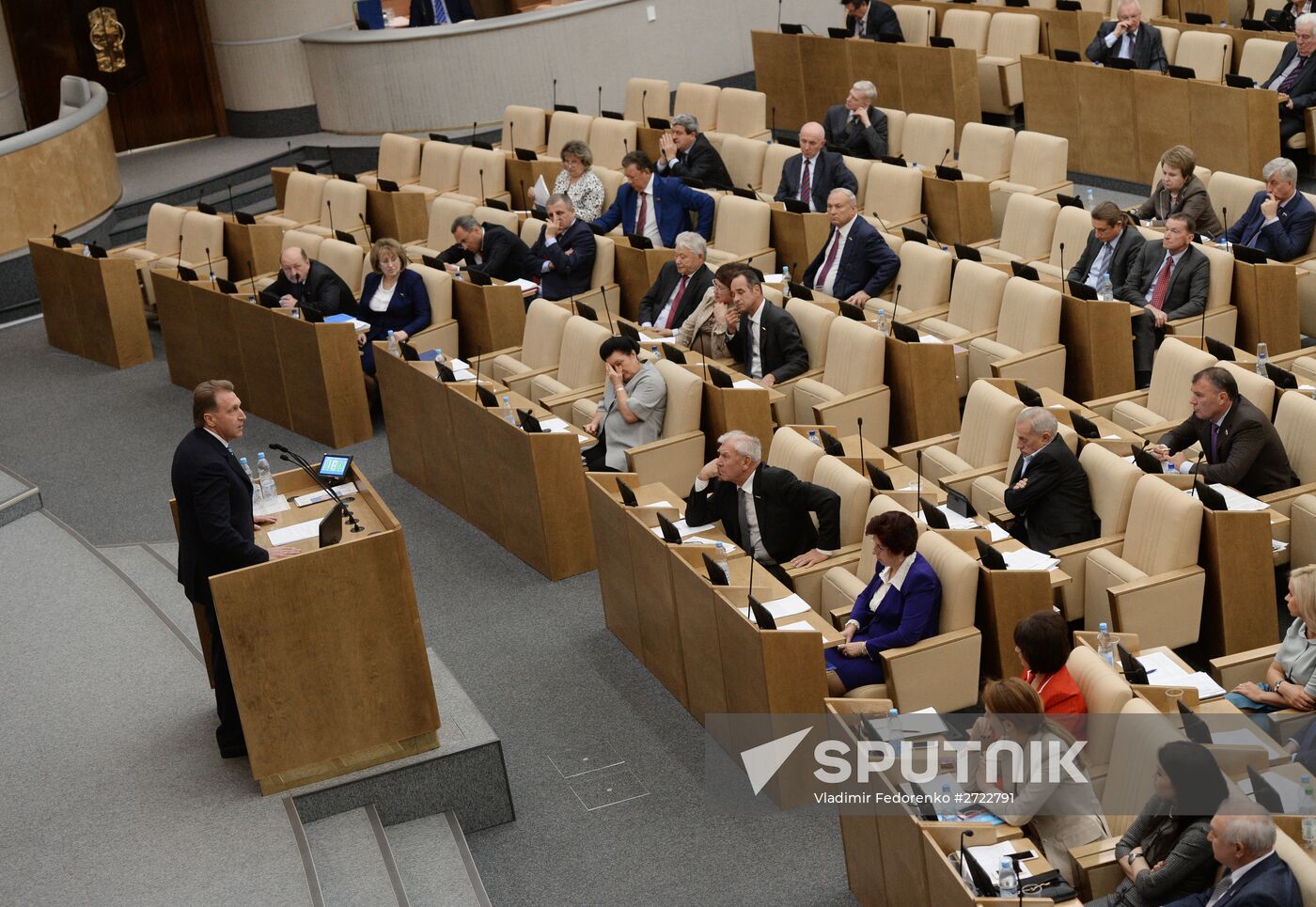 First Deputy Prime Minister Igor Shuvalov at a plenary session of the Russian State Duma. Location: Russia, Moscow. Author: Vladimir Fedorenko/Sputnik. State Duma plenary session