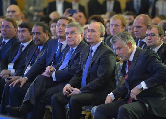 President Vladimir Putin attends 1st World Olympians Forum held by the World Olympians Association
