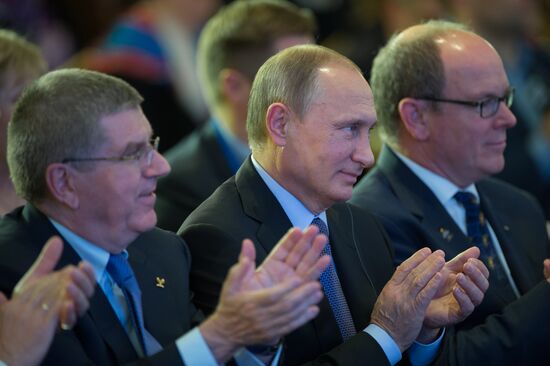 President Vladimir Putin attends 1st World Olympians Forum held by the World Olympians Association