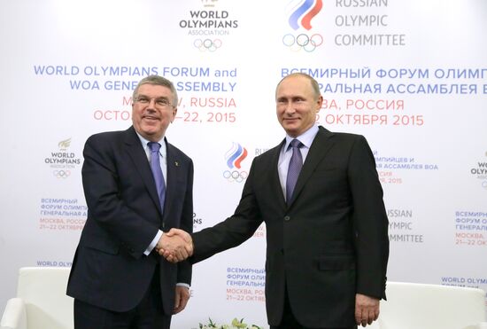 President Vladimir Putin attends 1st World Olympians Forum held by the World Olympians Association