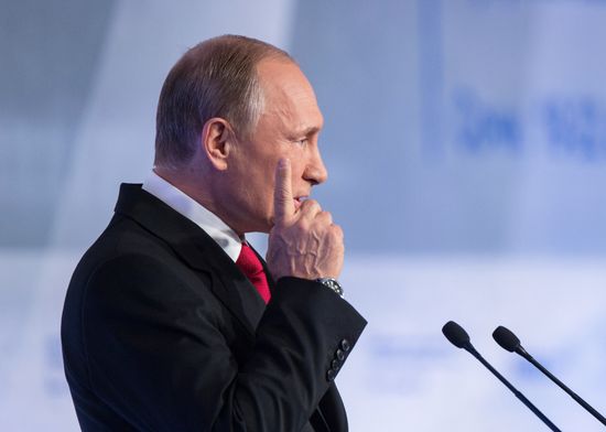 President Vladimir Putin takes part in Valdai discussion club session
