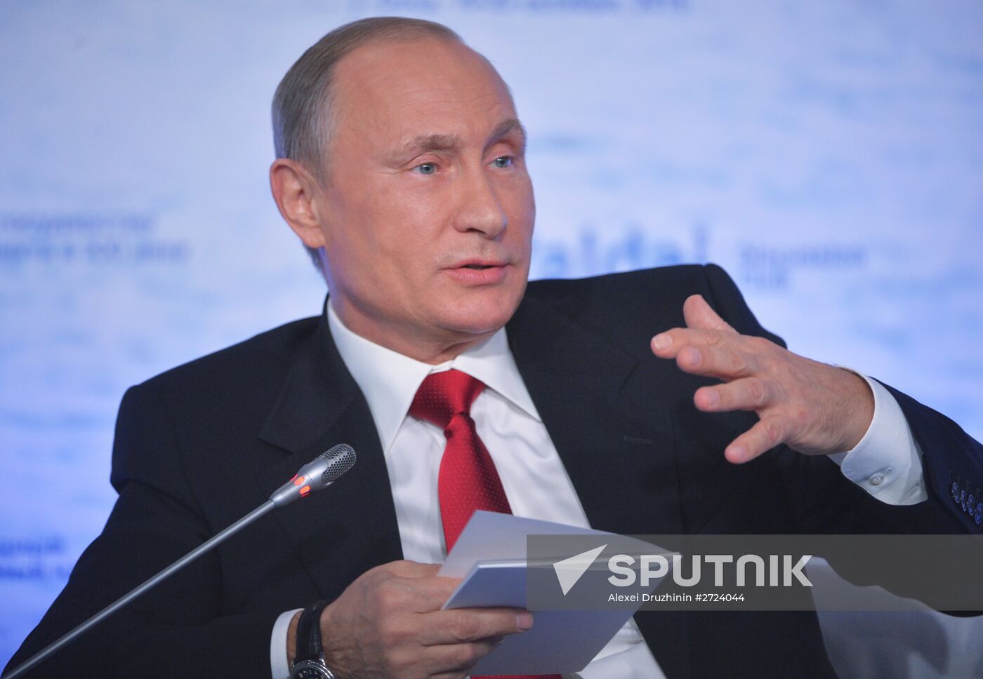 President Vladimir Putin takes part in Valdai discussion club session
