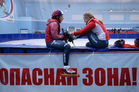 Short track. Russian national team's training session
