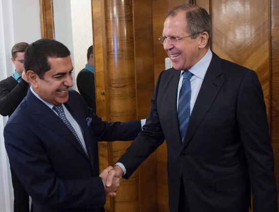 Russian Foreign Minister Sergei Lavrov meets with UN High Representative for the Alliance of Civilizations Nassir Abdulaziz Al-Nasser
