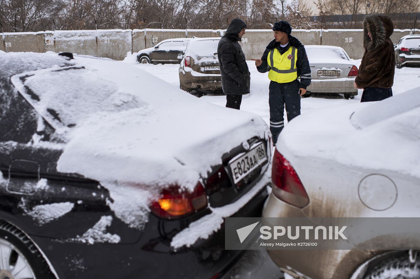 Traffic police working in Omsk.