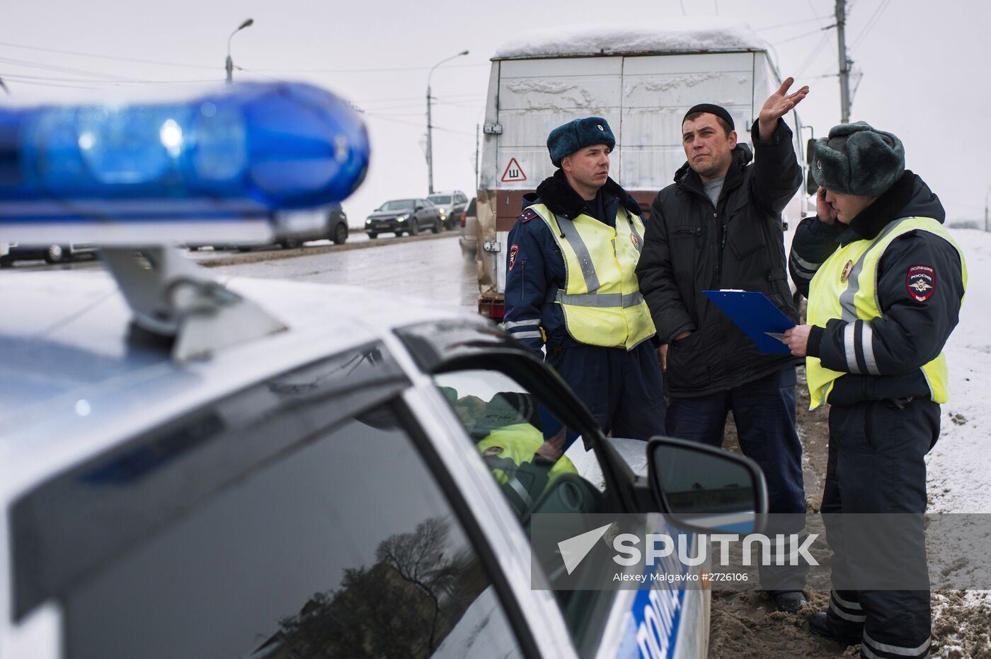 Work of traffic police in Omsk