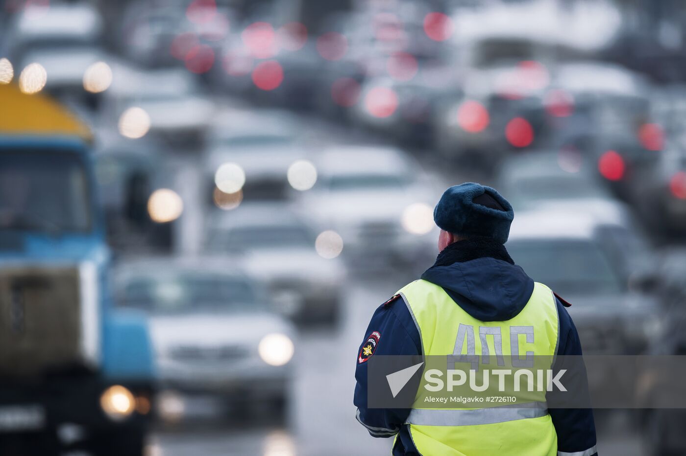 Work of traffic police in Omsk
