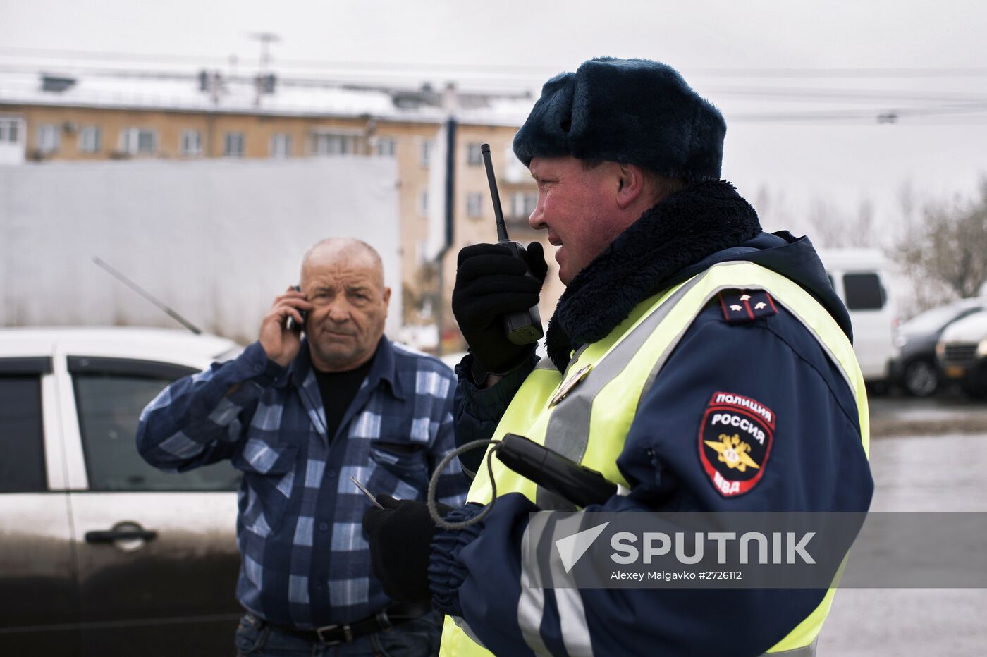 Work of traffic police in Omsk