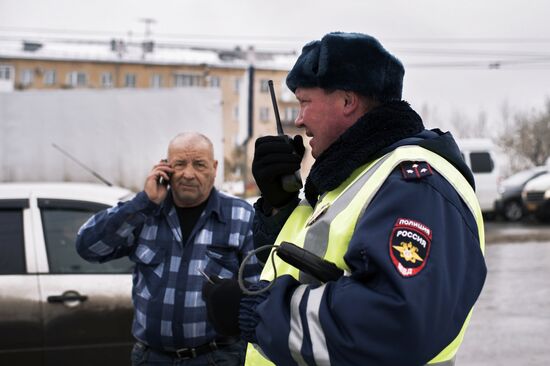 Work of traffic police in Omsk