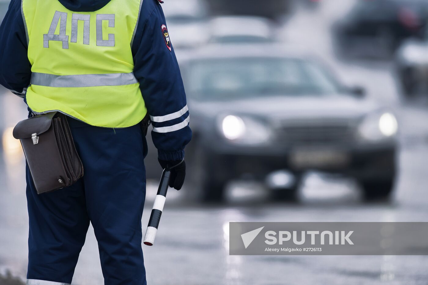 Work of traffic police in Omsk