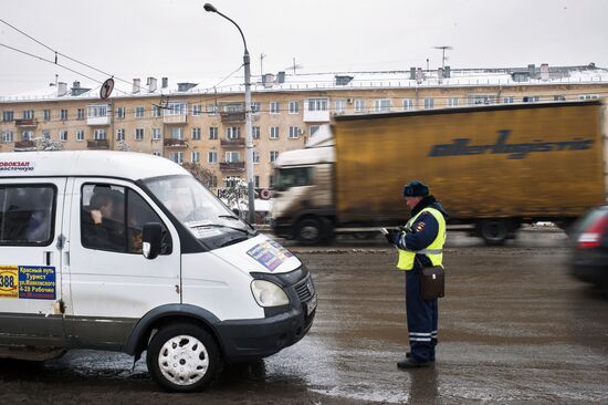 Work of traffic police in Omsk