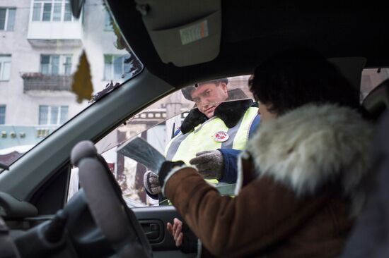 Work of traffic police in Omsk