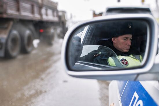 Work of traffic police in Omsk