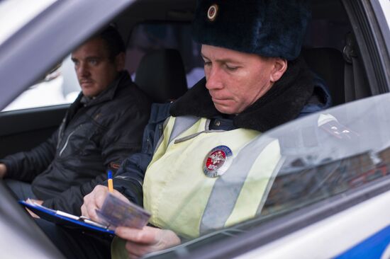Work of traffic police in Omsk
