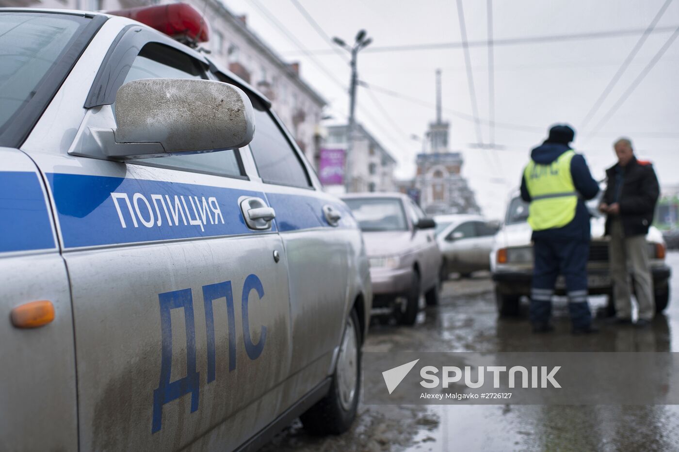 Work of traffic police in Omsk