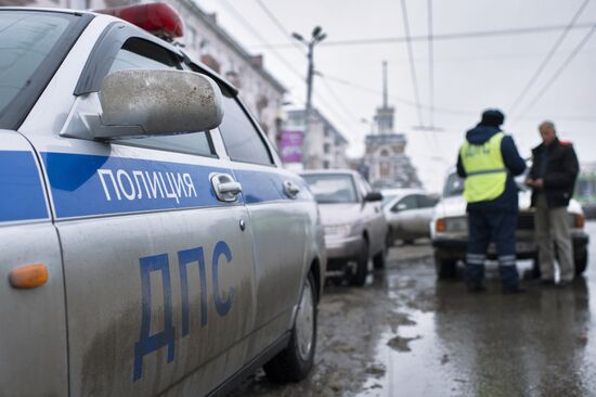 Work of traffic police in Omsk