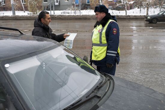 Work of traffic police in Omsk