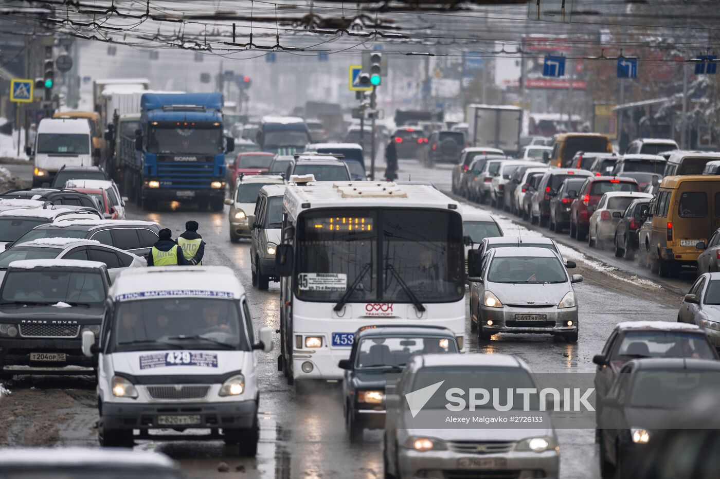 Work of traffic police in Omsk