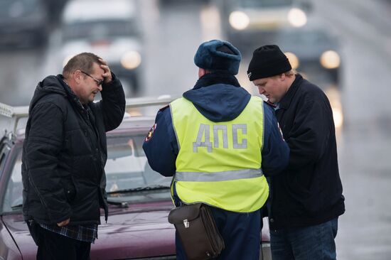 Work of traffic police in Omsk