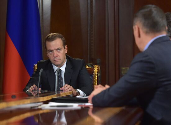 Russian Prime Minister Dmitry Medvedev chairs meeting with his deputies