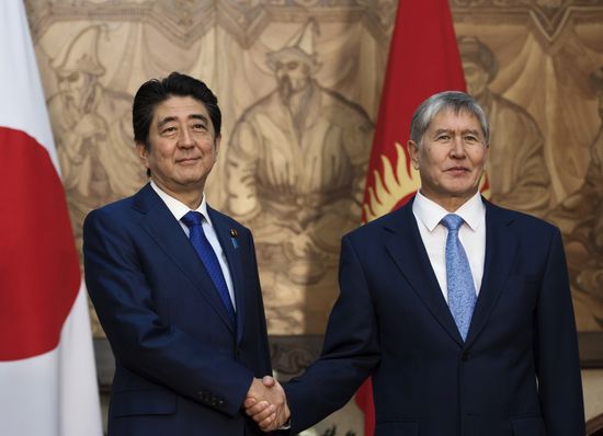 Japanese Prime Minister Shinzo Abe visits Kyrgystan