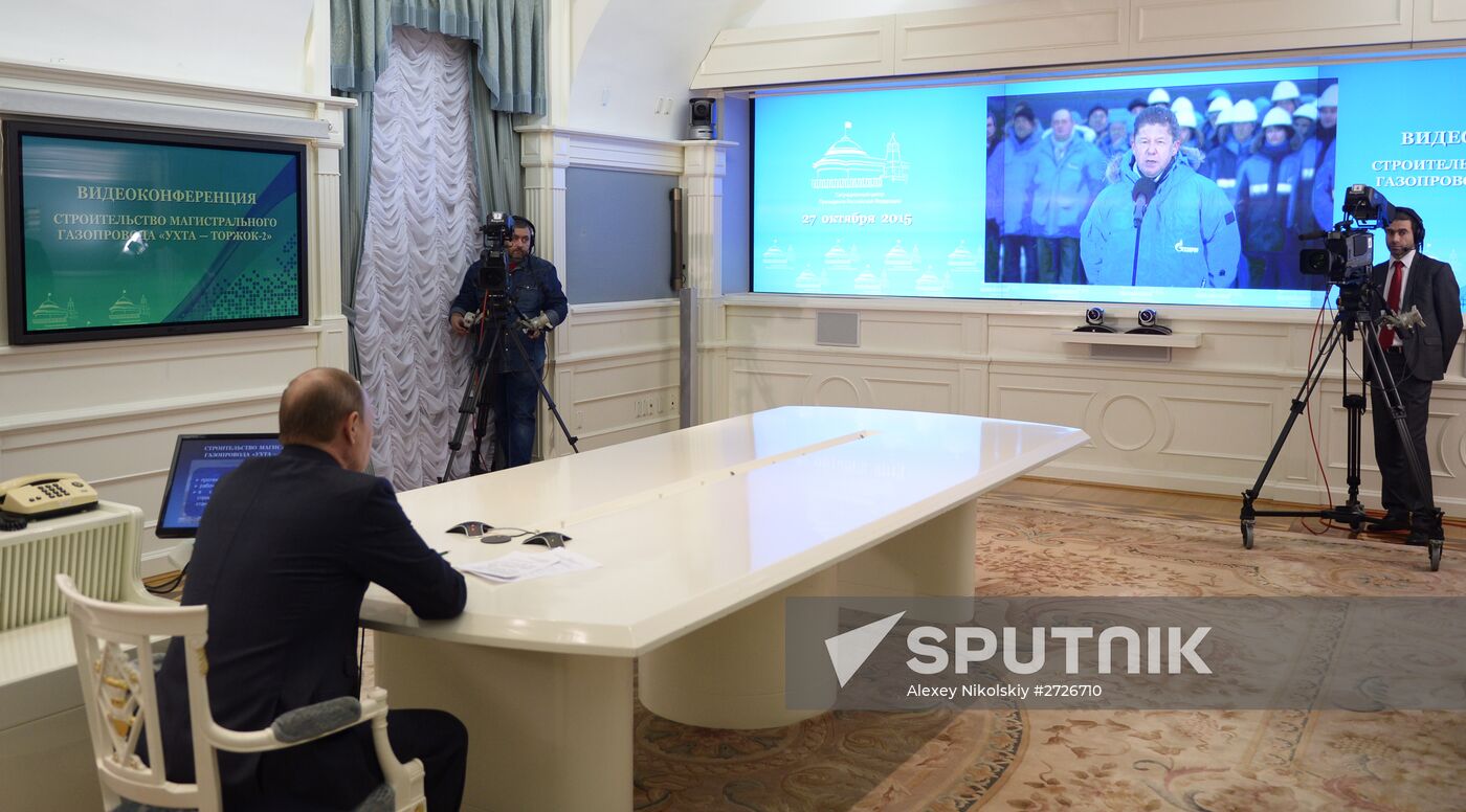 Russian President Vladimir Putin launches construction of Ukhta-Torzhok 2 pipeline
