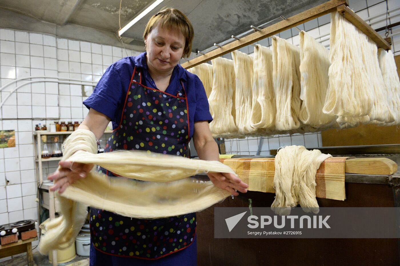 Vintage textiles production in Novospassky monastery