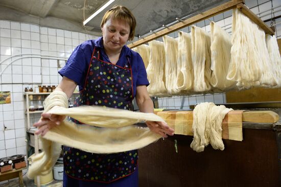 Vintage textiles production in Novospassky monastery