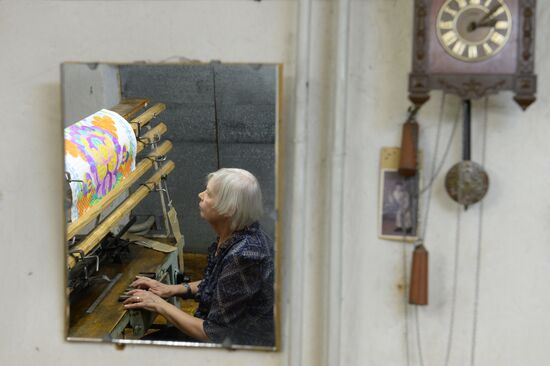 Vintage textiles production in Novospassky monastery