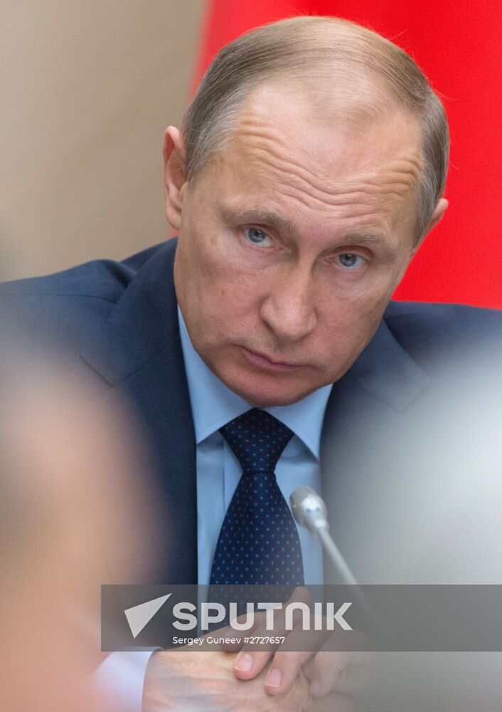 Russian President Vladimir Putin holds meeting with Government members
