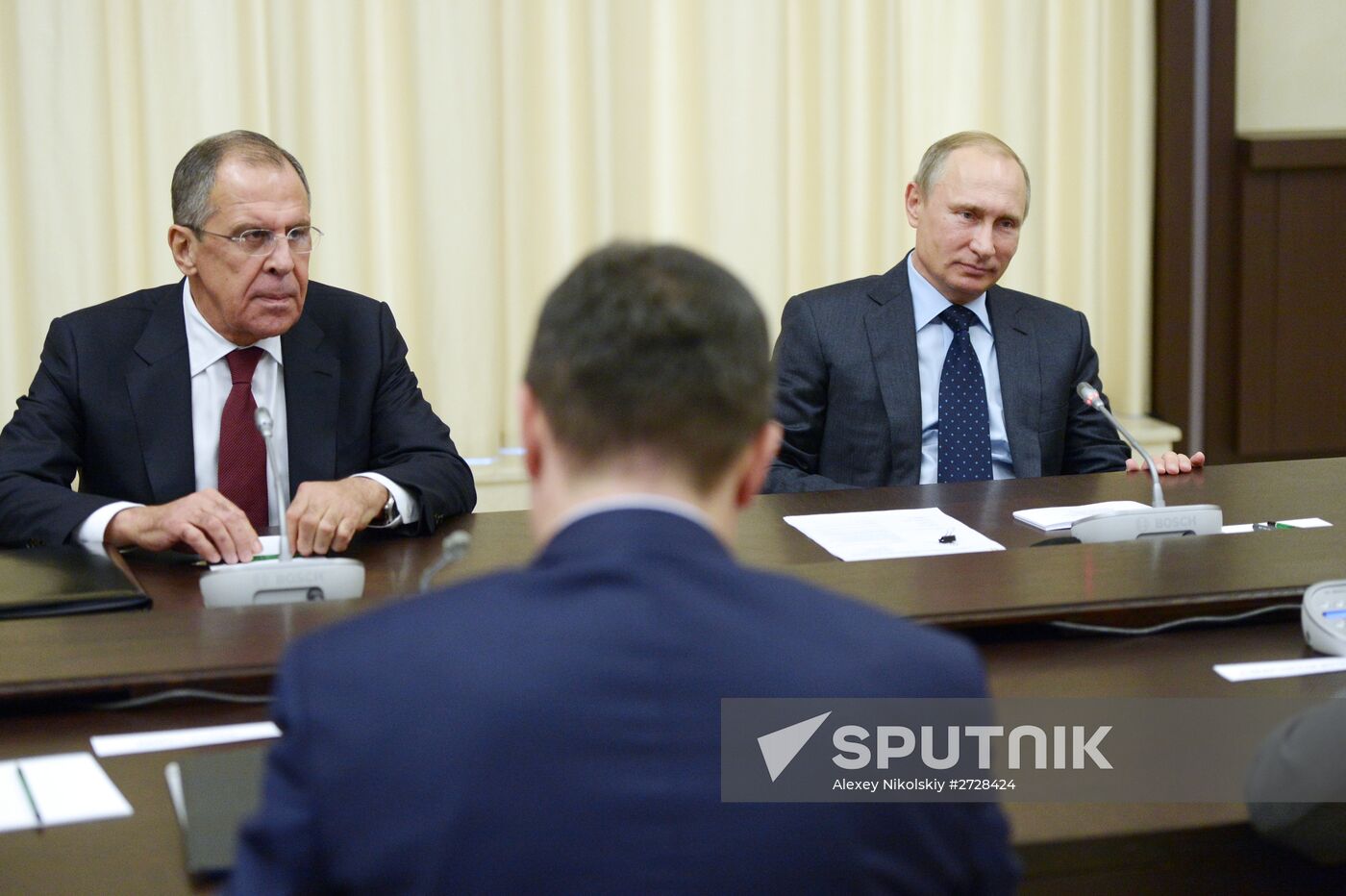 Russian President Vladimir Putin meets with Serbian Prime Minister Aleksandar Vucic