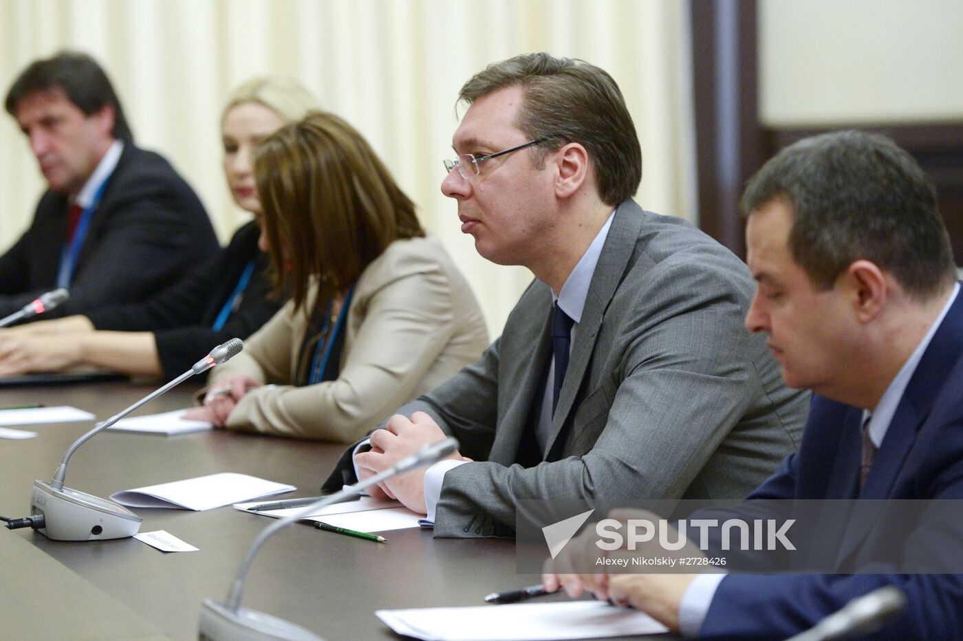 Russian President Vladimir Putin meets with Serbian Prime Minister Aleksandar Vucic