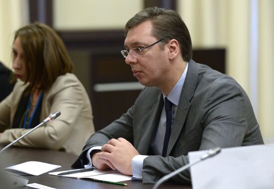 Russian President Vladimir Putin meets with Serbian Prime Minister Aleksandar Vucic