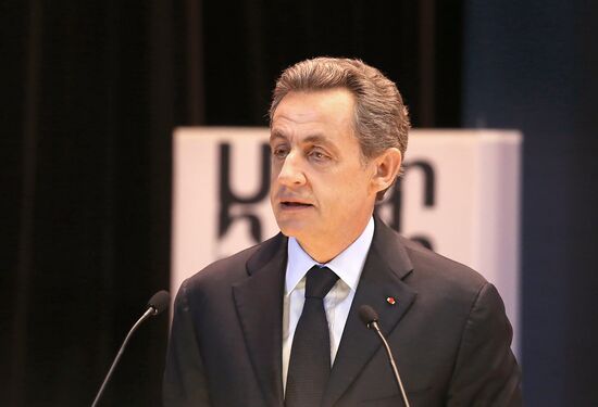 France's former President Nicolas Sarkozy gives speech to MGIMO University students